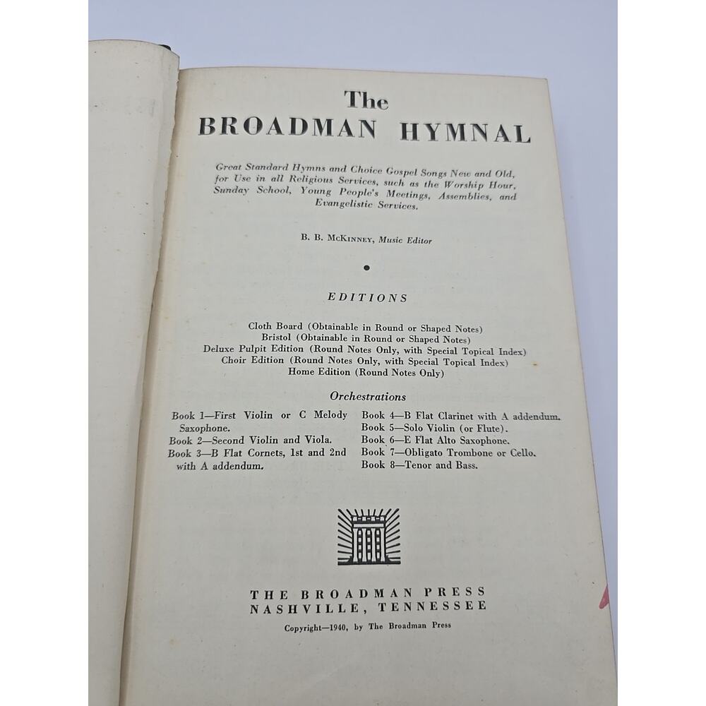 The Broadman Hymnal 1940 Hardcover Good Condition Baptist - Picture 6 of 8